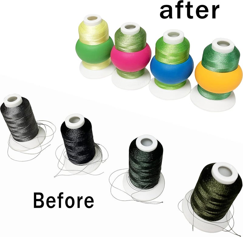HimaPro Silicone Thread Spool Savers 48 Huggers 4 Bobbin Clamps and 4 Bobbin Holders - Prevent Thread Tails from Unwinding - No More Loose Ends - Image 3